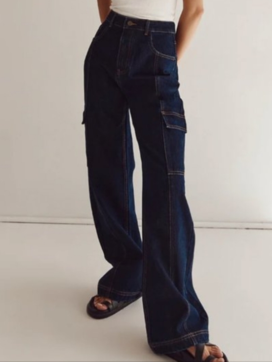 DISSH Denim - Dissh Brody Indigo Mid Rise Cargo Wide Leg Denim Jeans 4